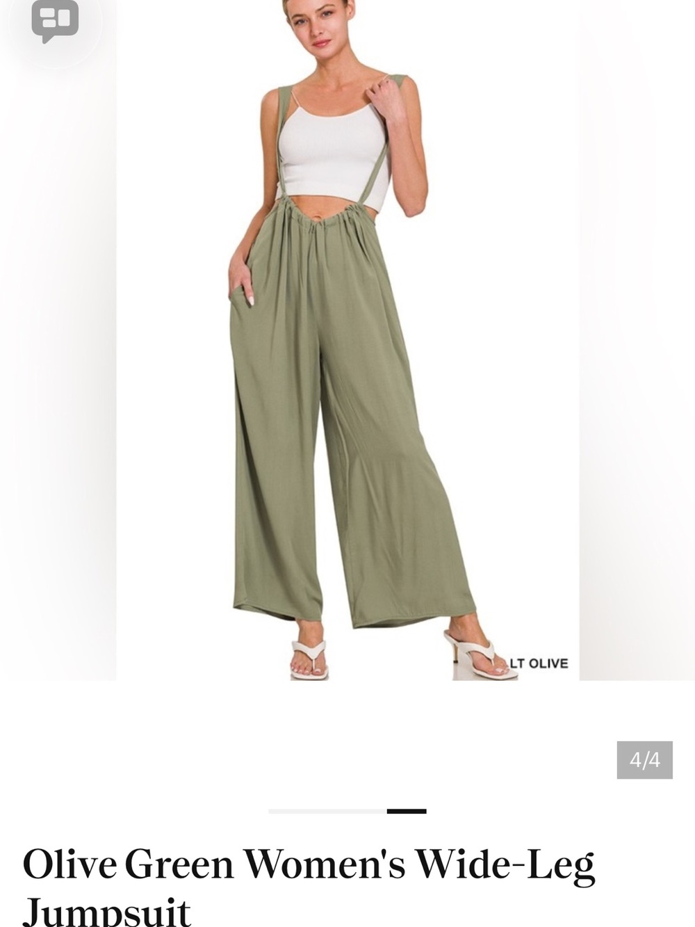 easel Olive Wide-Leg Jumpsuit with Adjustable Straps